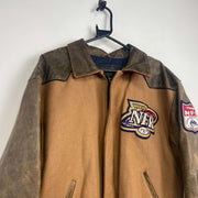 Vintage Brown Wrangler NFR Leather Jacket Men's Large