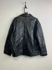 Black Leather Vincent & Co. Bomber Jacket Men's Large