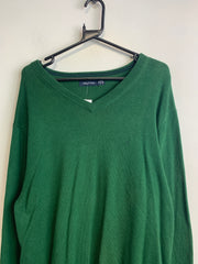 Green Nautica V-neck Jumper Men's Large