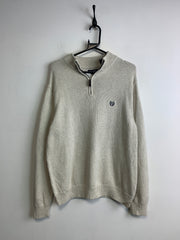 Grey CHAPS Chest Embroidery 1/4 Zip-up Jumper Men's Large