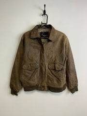 Brown Leather Bomber Jacket Women's Medium