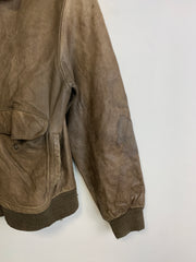 Brown Leather Bomber Jacket Women's Medium