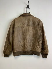 Brown Leather Bomber Jacket Women's Medium