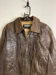 Brown Leather Jacket Men's Large