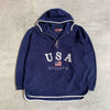 Navy USA Sports Hoodie Pullover Fleece Large
