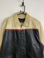 Black and Beige Leather Jacket Women's XL