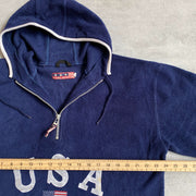 Navy USA Sports Hoodie Pullover Fleece Large