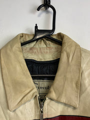 Black and Beige Leather Jacket Women's XL