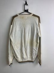 Beige Par Four Embroidery V-neck Jumper Men's Medium