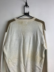 Beige Par Four Embroidery V-neck Jumper Men's Medium