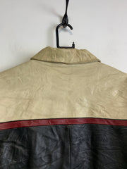 Black and Beige Leather Jacket Women's XL