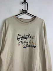 Cream White Embroidery Sweatshirt Men's XL