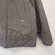 00s Y2K Black and Grey Nike Reversible Jacket Women's Medium