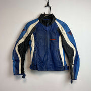 Black and Navy Dianese Leather Racing Jacket Women's Small