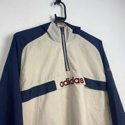 Vintage 90s Navy and White Adidas Windbreaker Men's Medium