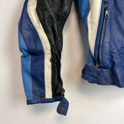 Black and Navy Dianese Leather Racing Jacket Women's Small