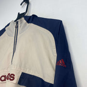 Vintage 90s Navy and White Adidas Windbreaker Men's Medium