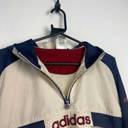 Vintage 90s Navy and White Adidas Windbreaker Men's Medium