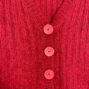 Red Mohair Vintage Cardigan Sweater Women's Medium