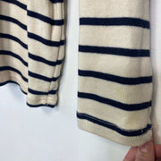White Navy Striped L.L Bean Quarter Zip Sweater Women's XL