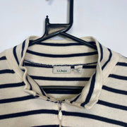 White Navy Striped L.L Bean Quarter Zip Sweater Women's XL