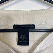 White Calvin Klein Quarter Zip Jumper Sweater Small y2k