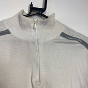 White Calvin Klein Quarter Zip Jumper Sweater Small y2k