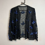 Black and Blue Floral Blouse Women's Medium