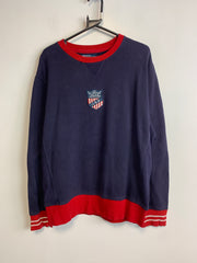 Navy and Red Polo Ralph Lauren Sweatshirt Men's Large