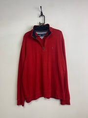 Red Tommy Hilfiger 1/4 Zip-up Jumper Men's Large