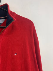 Red Tommy Hilfiger 1/4 Zip-up Jumper Men's Large