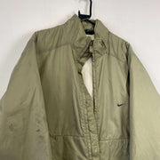 00s Y2K Khaki Green Nike Quilted Jacket Men's Medium