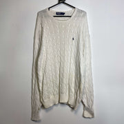 White Polo Ralph Lauren Cable Knit Jumper Sweater 2XL