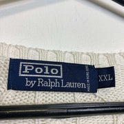 White Polo Ralph Lauren Cable Knit Jumper Sweater 2XL