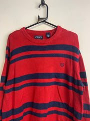 Red CHAPS Striped Crew-neck Jumper Men's Medium