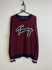 Burgundy Tommy Hilfiger Badge Jumper Men's Large