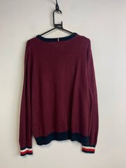 Burgundy Tommy Hilfiger Badge Jumper Men's Large