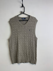 Grey Ralph Lauren Chunky Knitwear Vest Men's Large