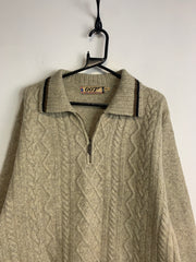 Vintage Khaki 007 1/4 Zip-up Jumper Men's XL