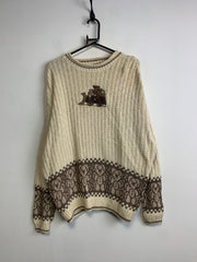 Vintage Beige Embroidery Jumper Men's XL