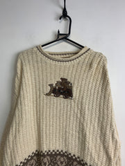 Vintage Beige Embroidery Jumper Men's XL