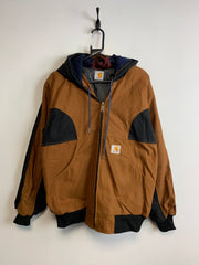 Reworked Black and Brown Carhartt Workwear Jacket Men's large