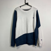 White Navy Champion Reworked Sweatshirt Large