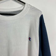 White Navy Champion Reworked Sweatshirt Large