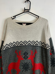 White Grey Red Mossimo Sweater Men's Large