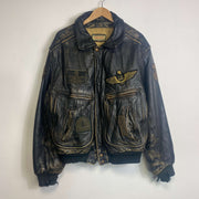 Vintage 90s B32 Leather Flying Army Jacket Redskins