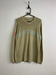 Khaki Lacoste V-neck Knitwear Jumper Men's Large