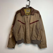 Vintage Brown Armani Jeans Bomber Flight Jacket Men's Large