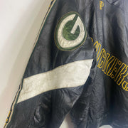 Vintage 90s Green Bay Packers NFL Pro Player Leather Jacket 2XL