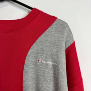 Red Grey Champion Reworked Sweatshirt Large